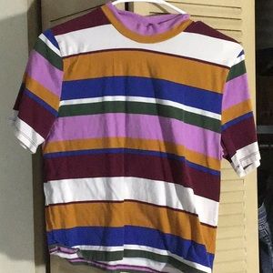 Striped mock neck top